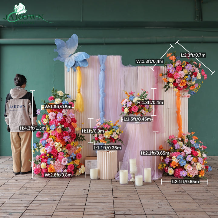 Centerpiece & Aisle & Backdrop Flower in Pink/Orange/Blue