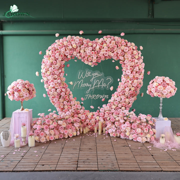 Centerpiece & Aisle & Heart-Shaped Flower Arch in Pink/Yellow