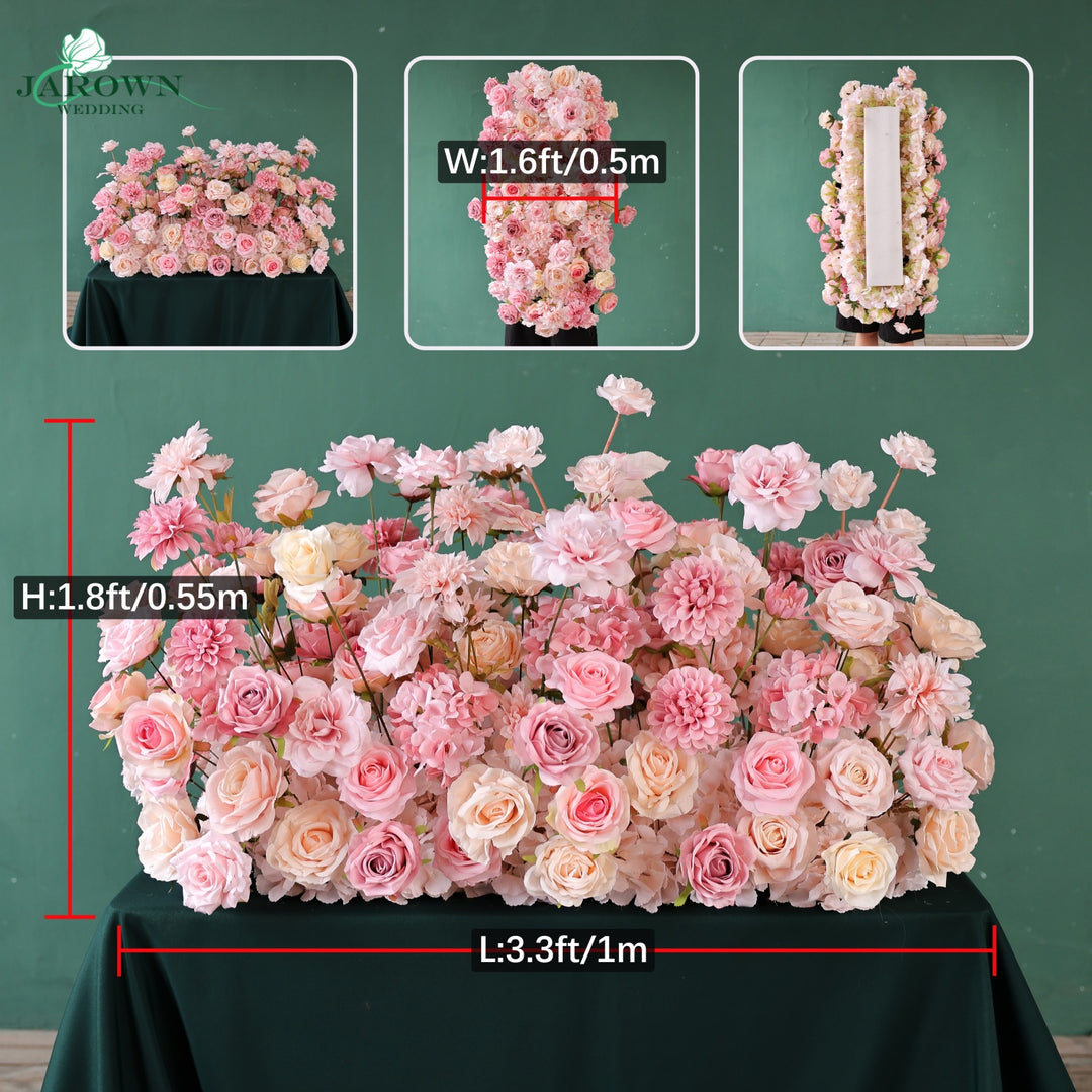 Centerpiece & Aisle & Heart-Shaped Flower Arch in Pink/Yellow