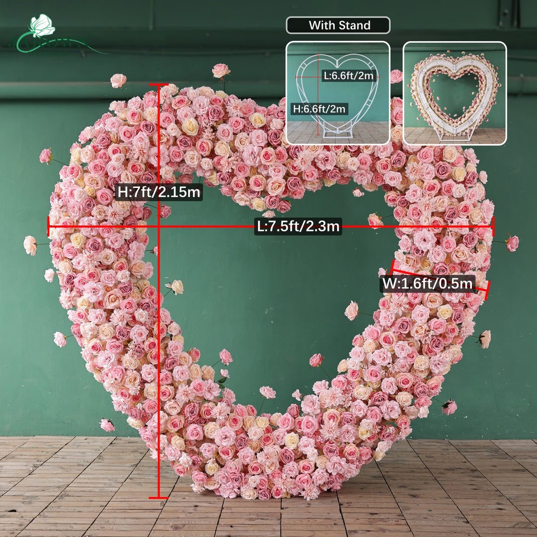 Centerpiece & Aisle & Heart-Shaped Flower Arch in Pink/Yellow