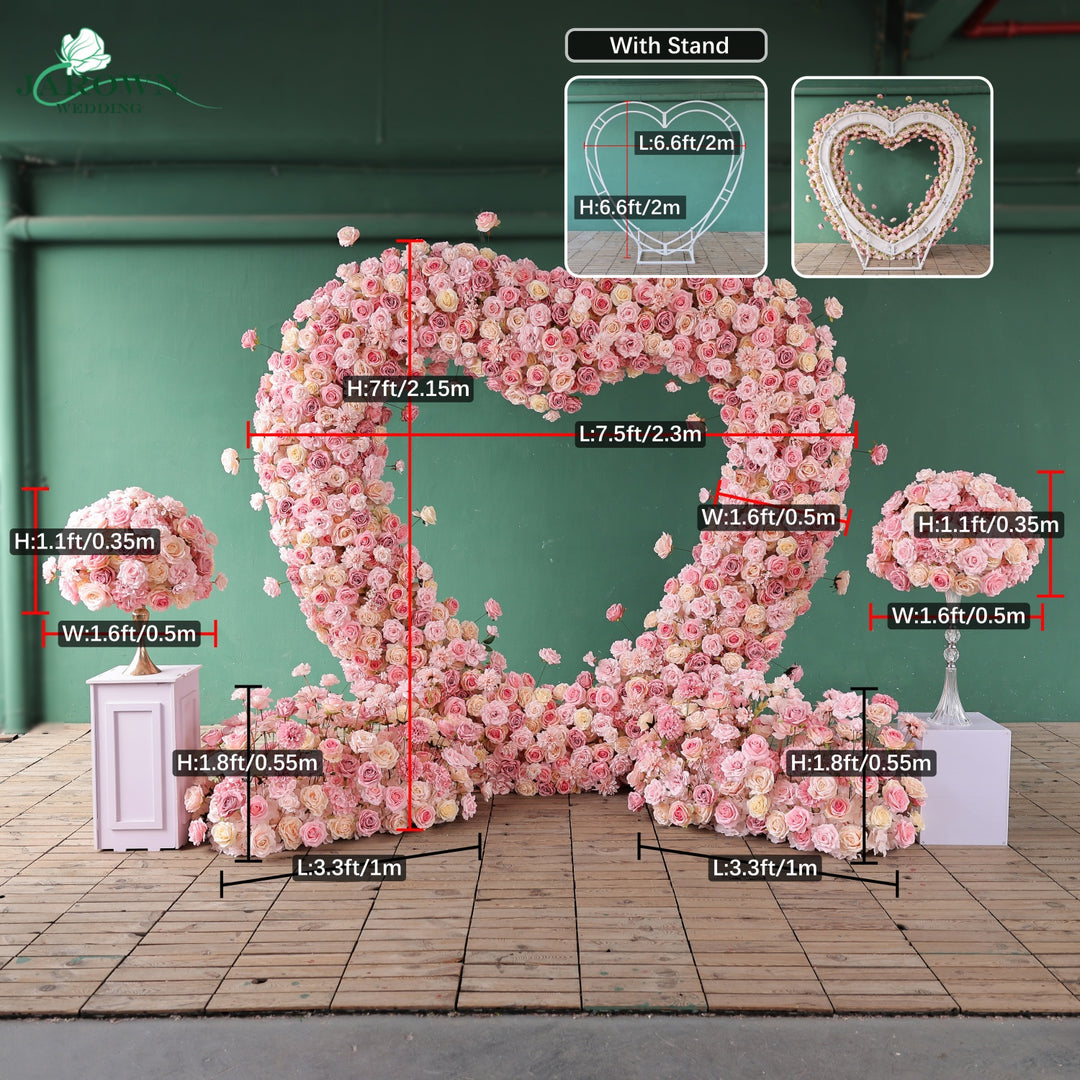 Centerpiece & Aisle & Heart-Shaped Flower Arch in Pink/Yellow