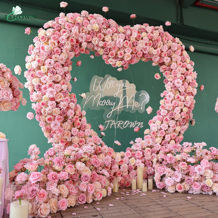 Centerpiece & Aisle & Heart-Shaped Flower Arch in Pink/Yellow
