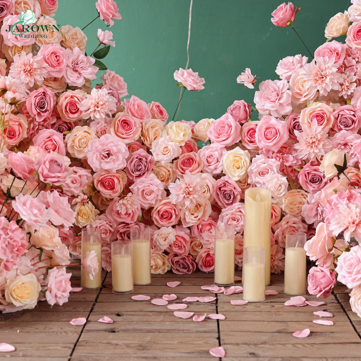 Centerpiece & Aisle & Heart-Shaped Flower Arch in Pink/Yellow
