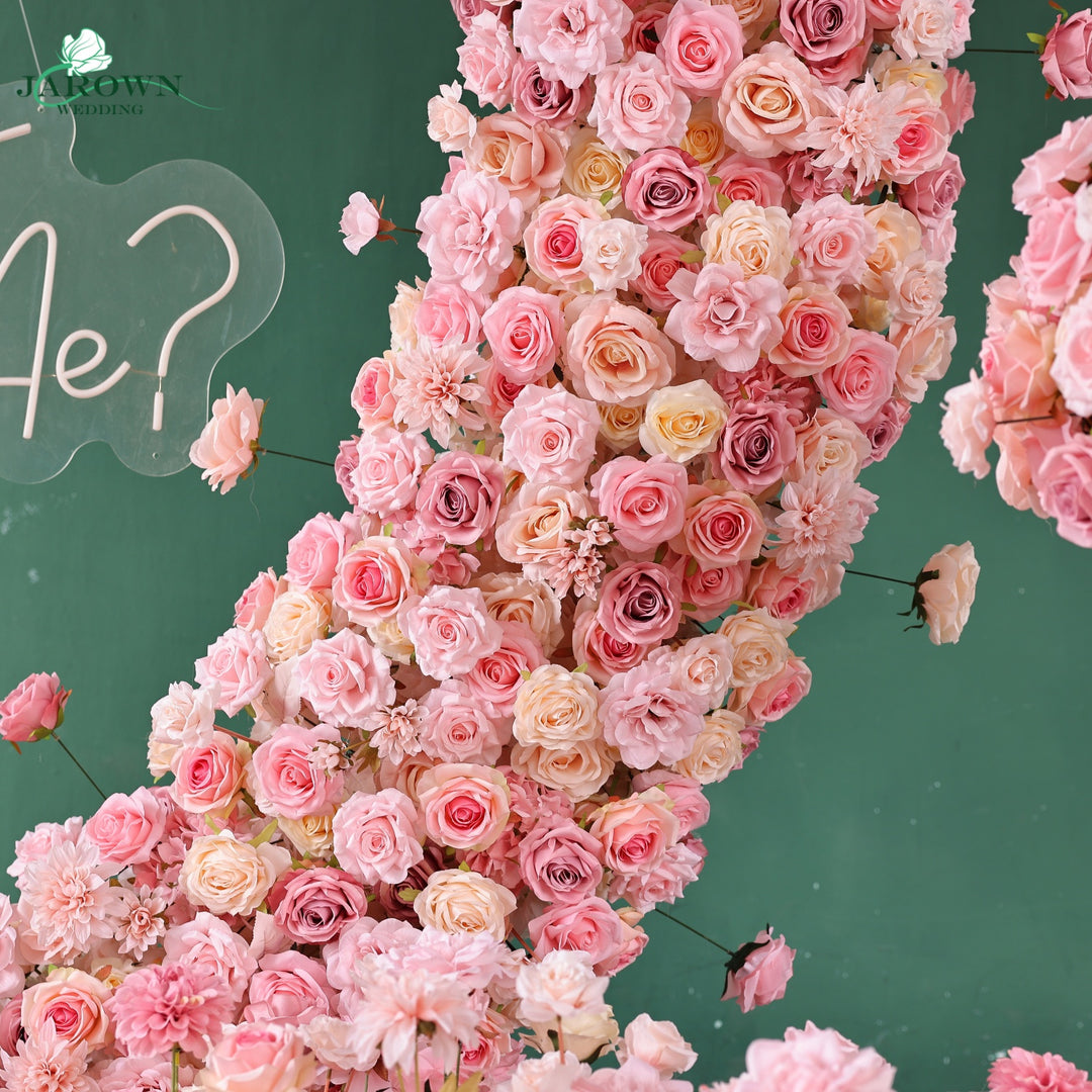 Centerpiece & Aisle & Heart-Shaped Flower Arch in Pink/Yellow
