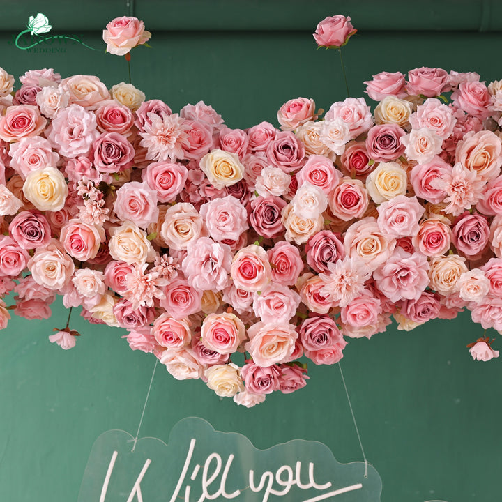 Centerpiece & Aisle & Heart-Shaped Flower Arch in Pink/Yellow