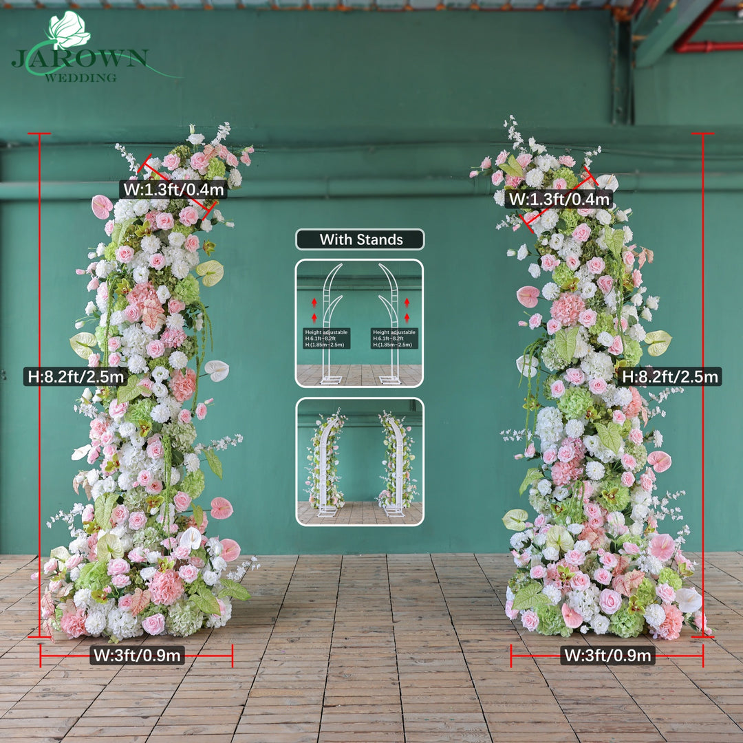 Centerpiece & Aisle & Open-Ended Flower Arch in White/Green/Pink