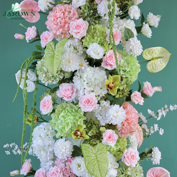 Centerpiece & Aisle & Open-Ended Flower Arch in White/Green/Pink