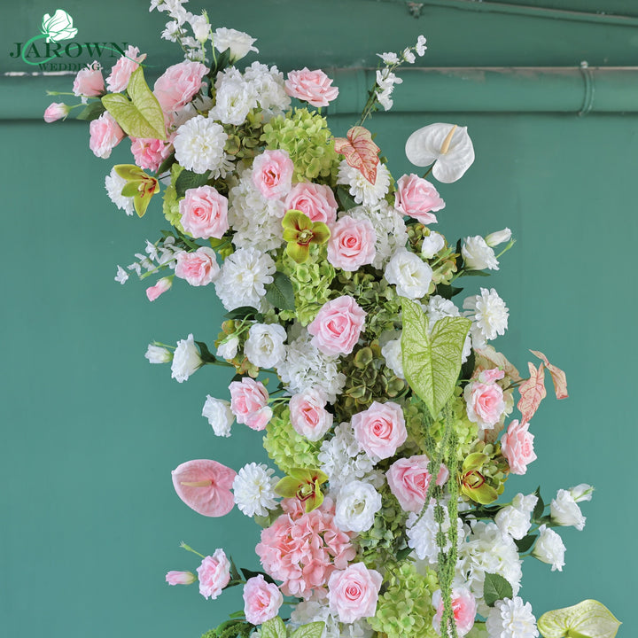 Centerpiece & Aisle & Open-Ended Flower Arch in White/Green/Pink