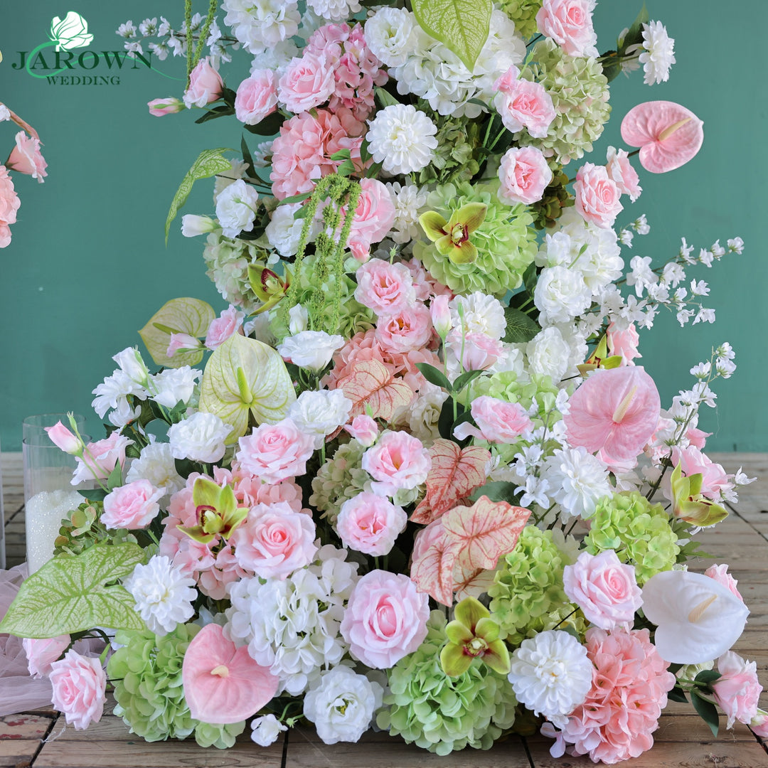 Centerpiece & Aisle & Open-Ended Flower Arch in White/Green/Pink