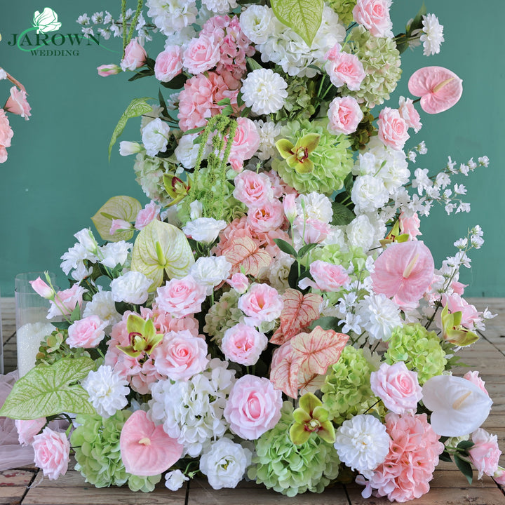 Centerpiece & Aisle & Open-Ended Flower Arch in White/Green/Pink