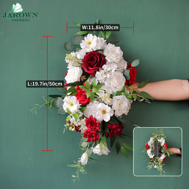 Centerpiece & Aisle & Runner & Backdrop Flower in Red/White/Green