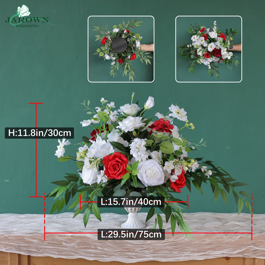 Centerpiece & Aisle & Runner & Backdrop Flower in Red/White/Green