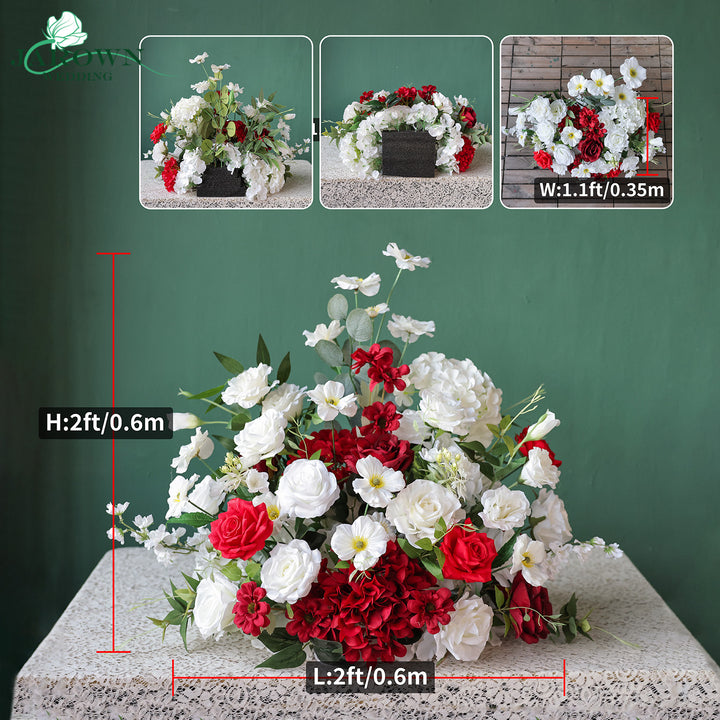 Centerpiece & Aisle & Runner & Backdrop Flower in Red/White/Green