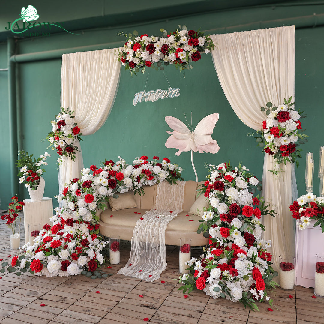 Centerpiece & Aisle & Runner & Backdrop Flower in Red/White/Green