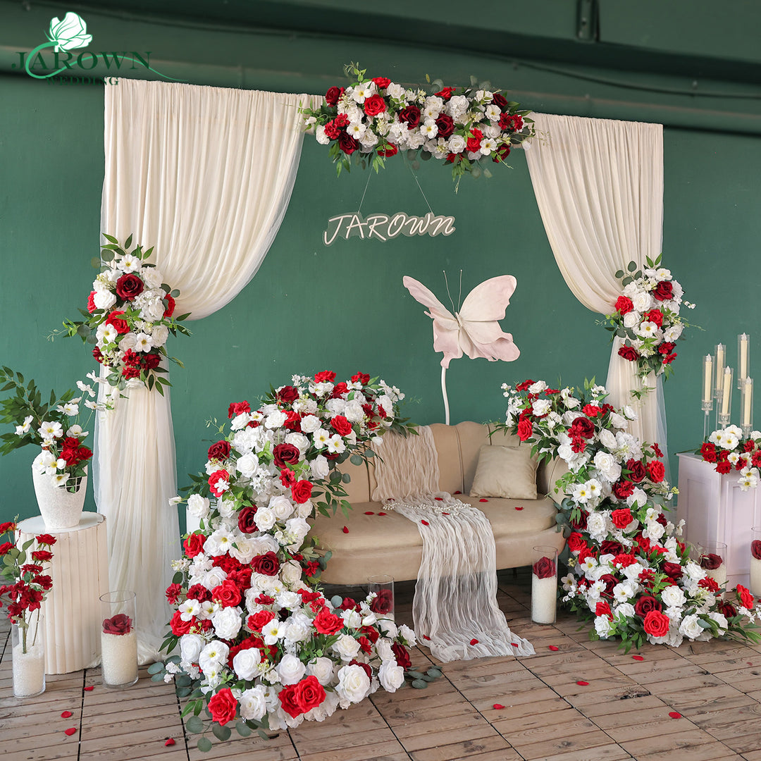 Centerpiece & Aisle & Runner & Backdrop Flower in Red/White/Green