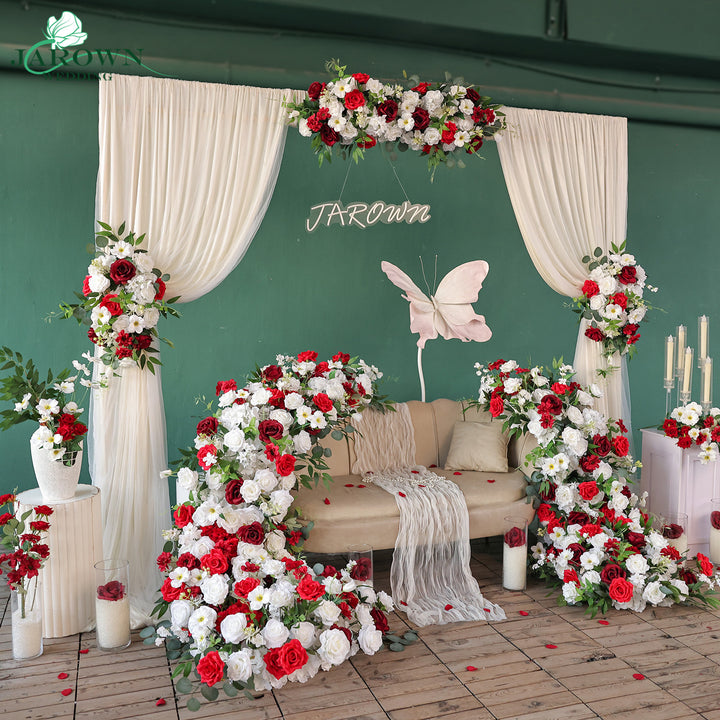 Centerpiece & Aisle & Runner & Backdrop Flower in Red/White/Green
