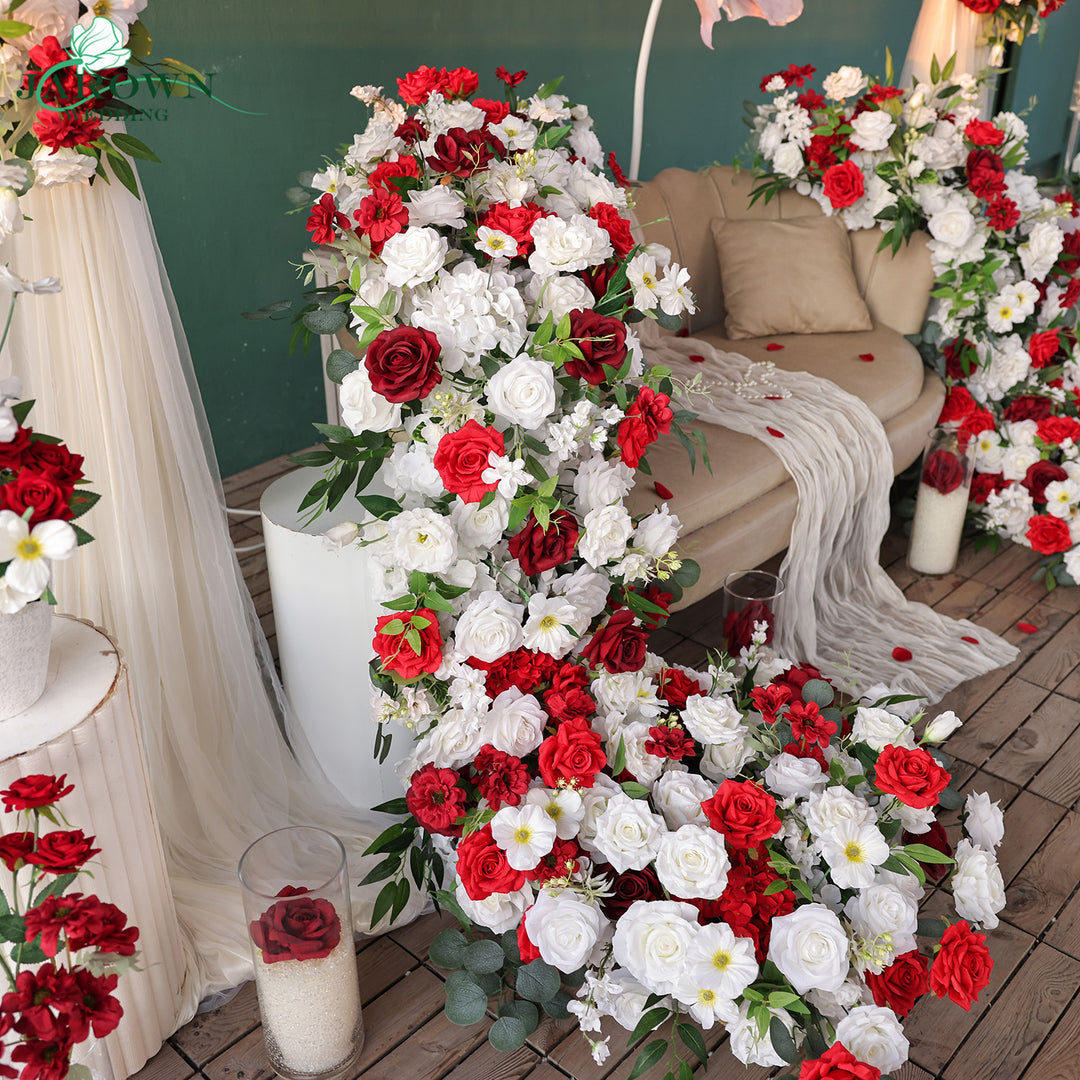 Centerpiece & Aisle & Runner & Backdrop Flower in Red/White/Green