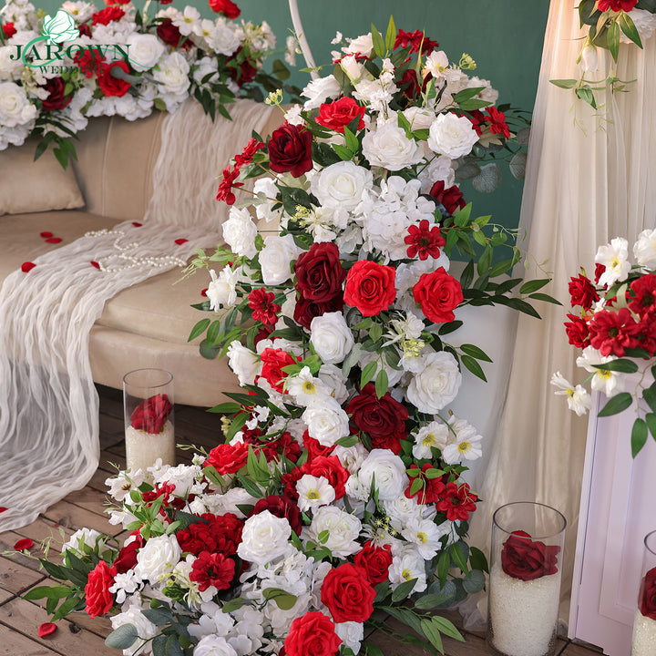 Centerpiece & Aisle & Runner & Backdrop Flower in Red/White/Green