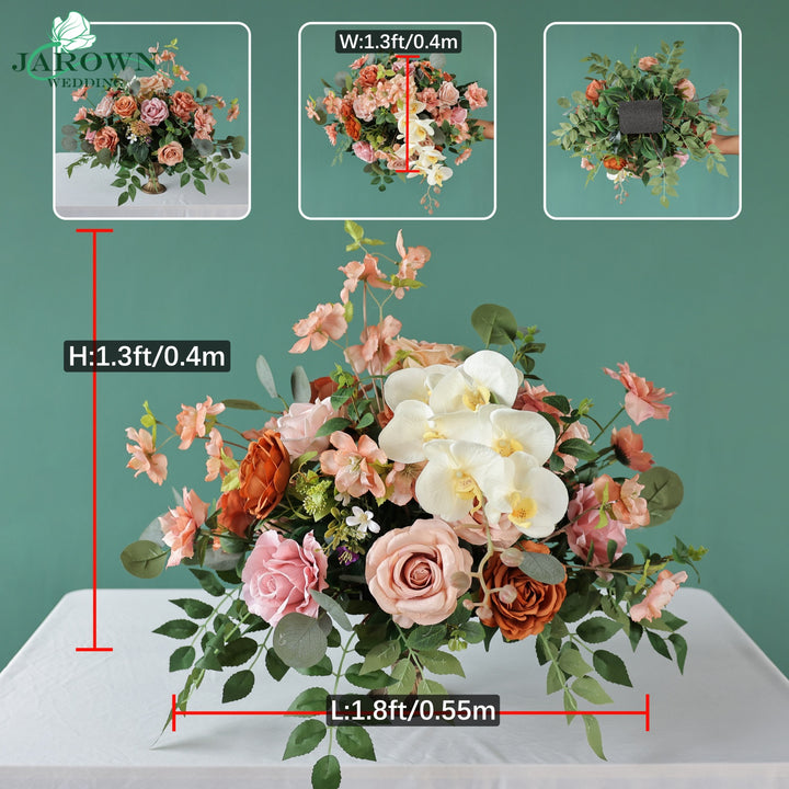 Centerpiece & Aisle & Sign & Rectangular Flower Arch in Brown/Pink/Green/Ivory