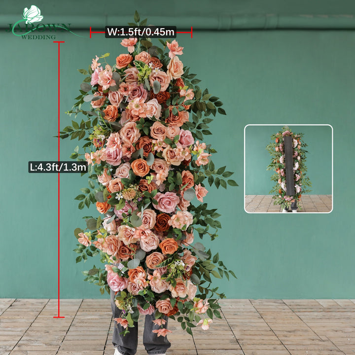 Centerpiece & Aisle & Sign & Rectangular Flower Arch in Brown/Pink/Green/Ivory