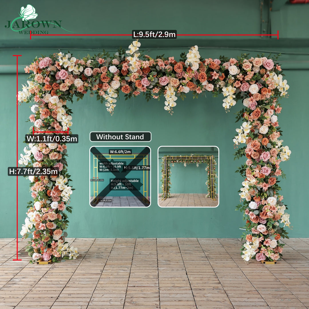 Centerpiece & Aisle & Sign & Rectangular Flower Arch in Brown/Pink/Green/Ivory