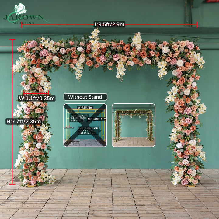 Centerpiece & Aisle & Sign & Rectangular Flower Arch in Brown/Pink/Green/Ivory