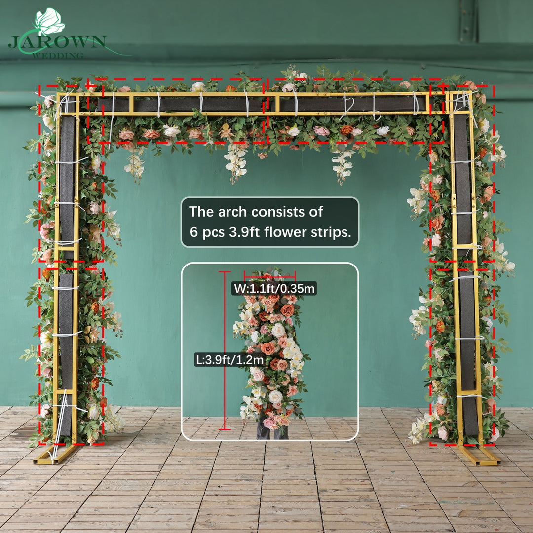Centerpiece & Aisle & Sign & Rectangular Flower Arch in Brown/Pink/Green/Ivory