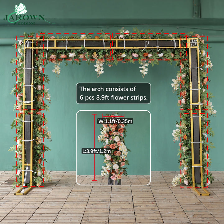 Centerpiece & Aisle & Sign & Rectangular Flower Arch in Brown/Pink/Green/Ivory