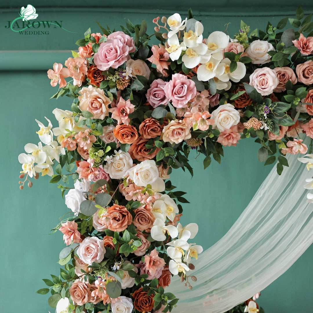 Centerpiece & Aisle & Sign & Rectangular Flower Arch in Brown/Pink/Green/Ivory