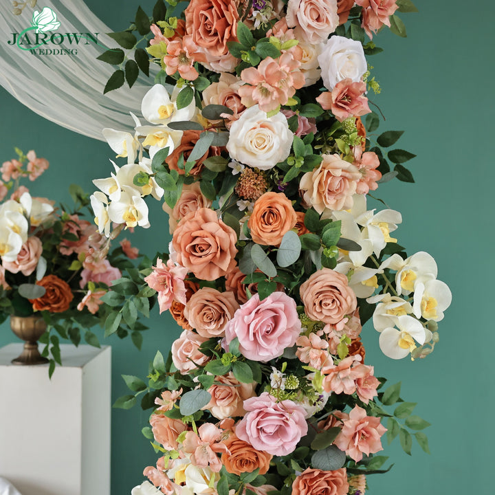 Centerpiece & Aisle & Sign & Rectangular Flower Arch in Brown/Pink/Green/Ivory