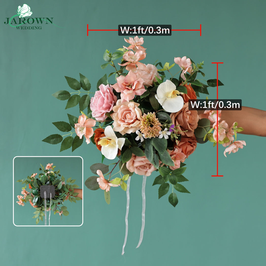 Centerpiece & Aisle & Sign & Rectangular Flower Arch in Brown/Pink/Green/Ivory