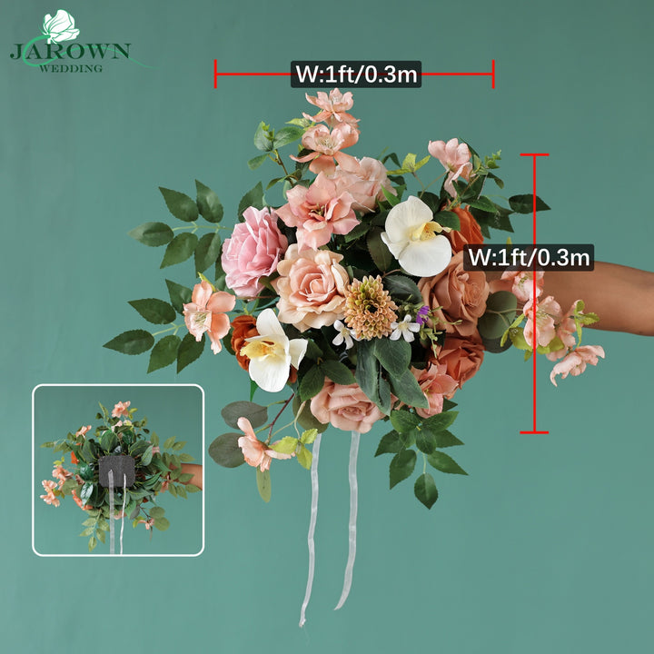 Centerpiece & Aisle & Sign & Rectangular Flower Arch in Brown/Pink/Green/Ivory