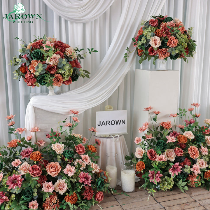 Centerpiece & Aisle in Brown/Green/Pink