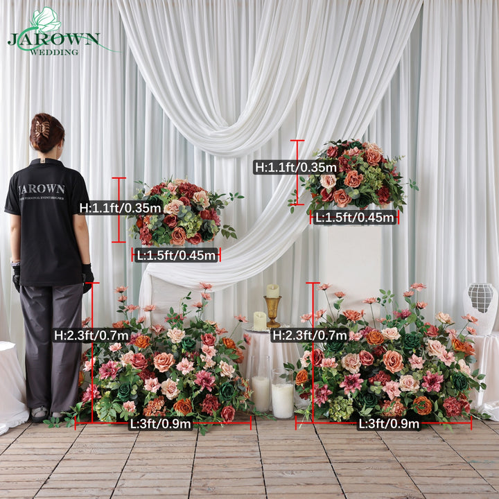 Centerpiece & Aisle in Brown/Green/Pink