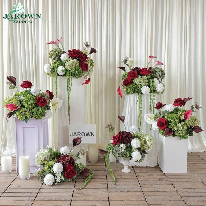 Centerpiece & Aisle in Green/Burgundy/White/Pink