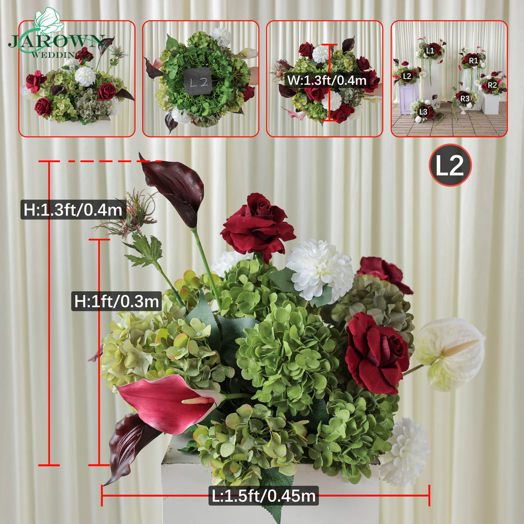 Centerpiece & Aisle in Green/Burgundy/White/Pink
