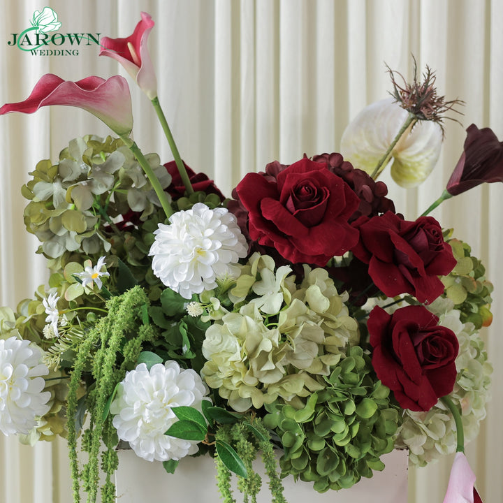 Centerpiece & Aisle in Green/Burgundy/White/Pink