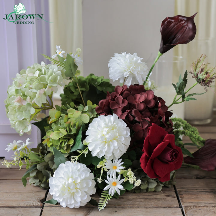 Centerpiece & Aisle in Green/Burgundy/White/Pink