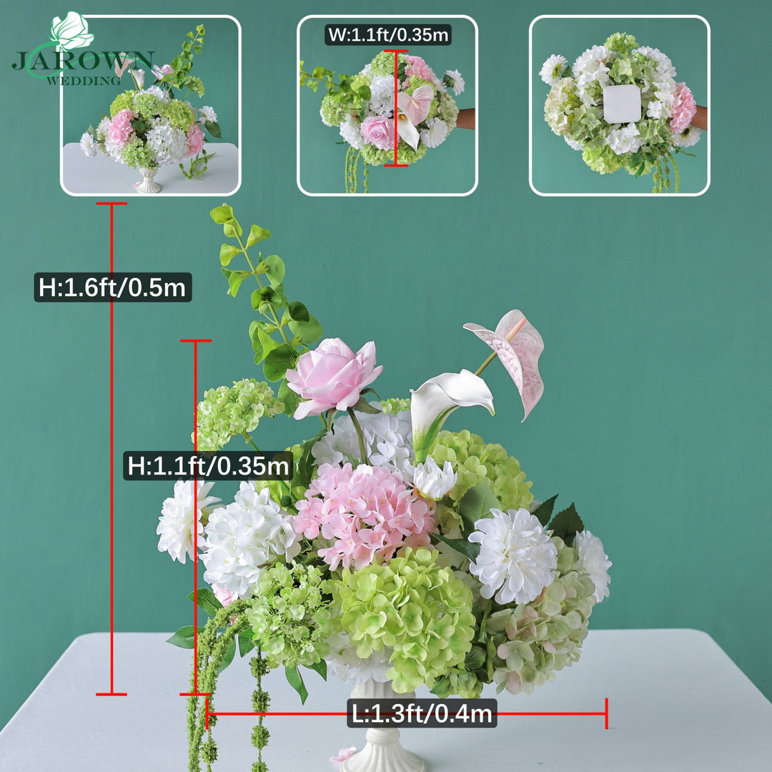 Centerpiece & Aisle in White/Green/Pink