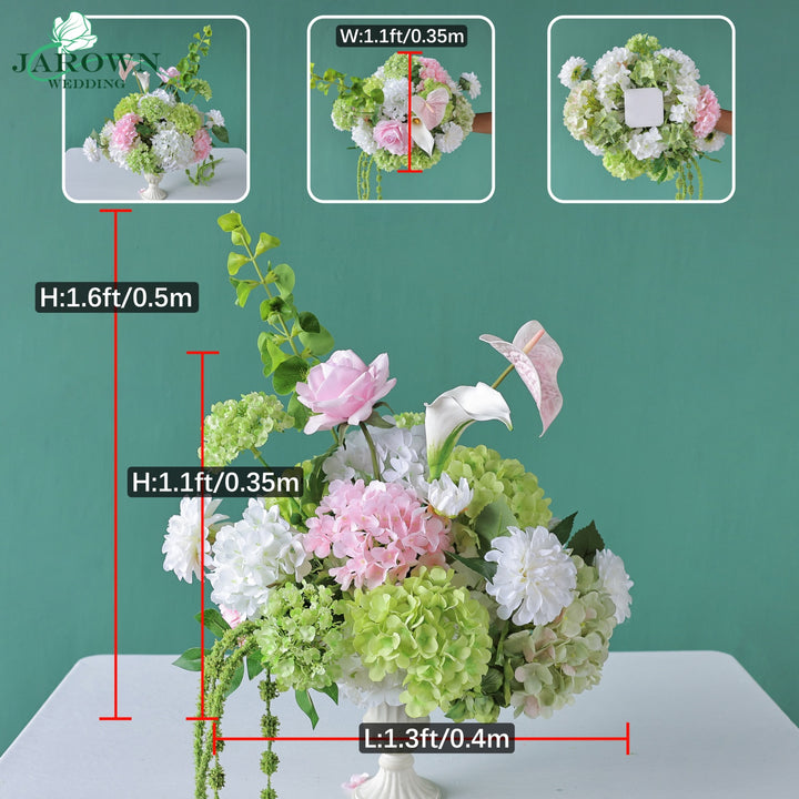 Centerpiece & Aisle in White/Green/Pink
