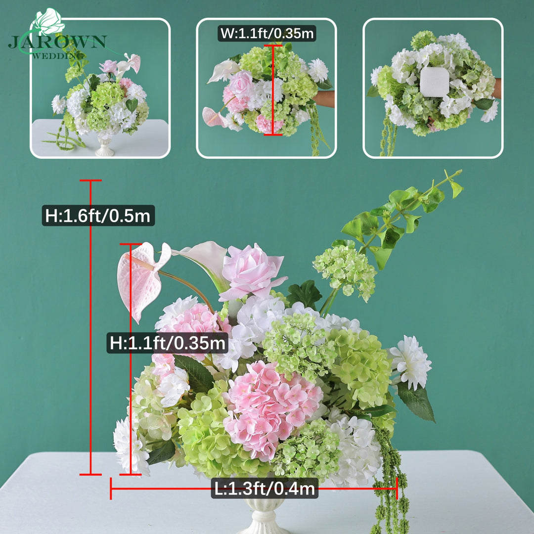 Centerpiece & Aisle in White/Green/Pink