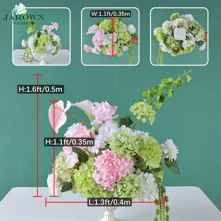 Centerpiece & Aisle in White/Green/Pink