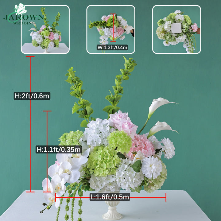 Centerpiece & Aisle in White/Green/Pink