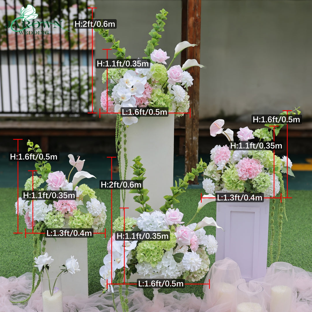 Centerpiece & Aisle in White/Green/Pink