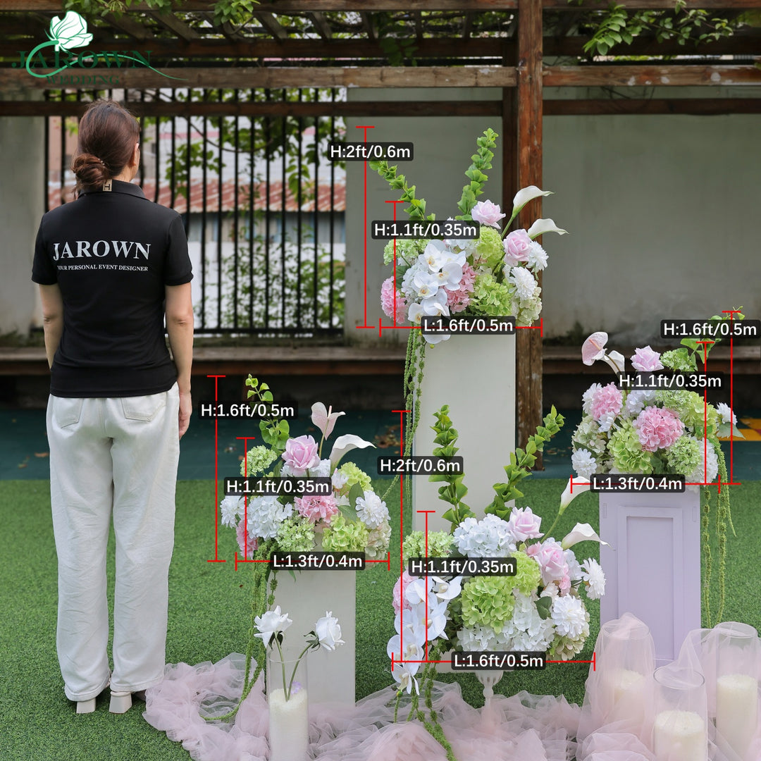 Centerpiece & Aisle in White/Green/Pink