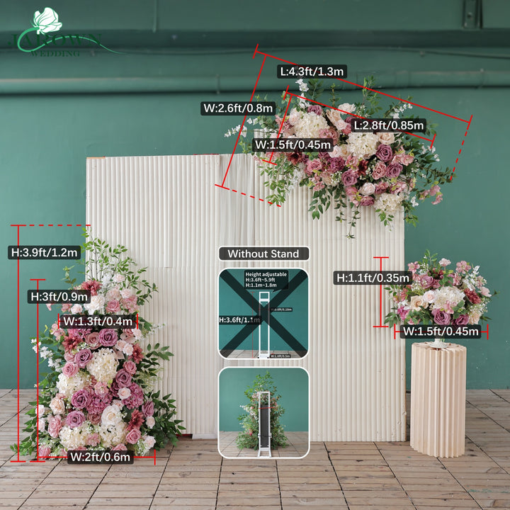 Centerpiece & Backdrop Flower in Purple/Champagne/Green/White