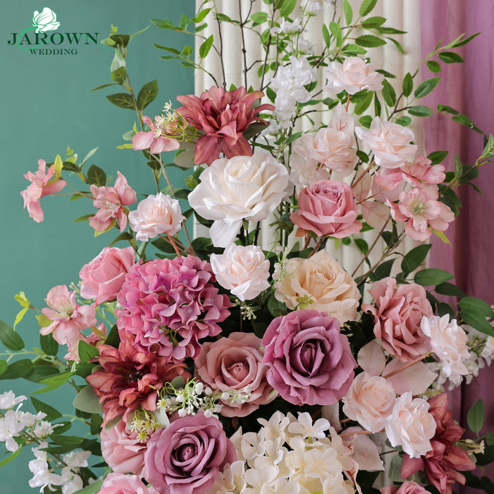 Centerpiece & Backdrop Flower in Purple/Champagne/Green/White