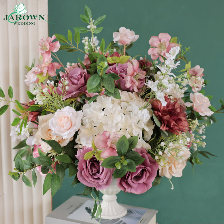 Centerpiece & Backdrop Flower in Purple/Champagne/Green/White