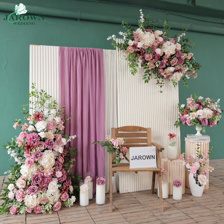 Centerpiece & Backdrop Flower in Purple/Champagne/Green/White