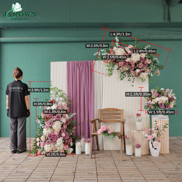 Centerpiece & Backdrop Flower in Purple/Champagne/Green/White